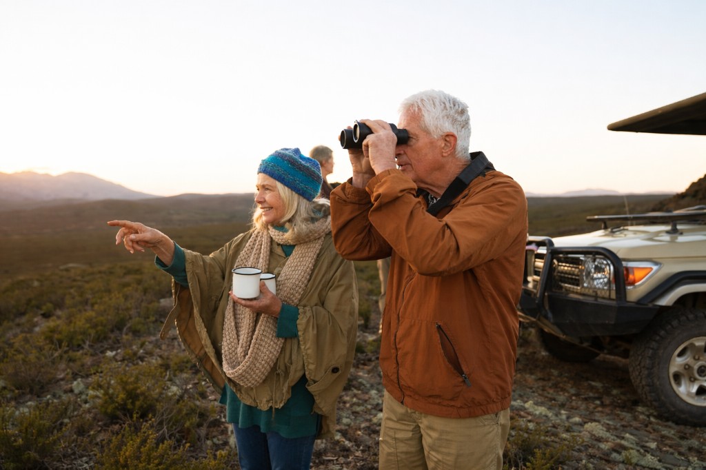 Safari game drive at golden hour